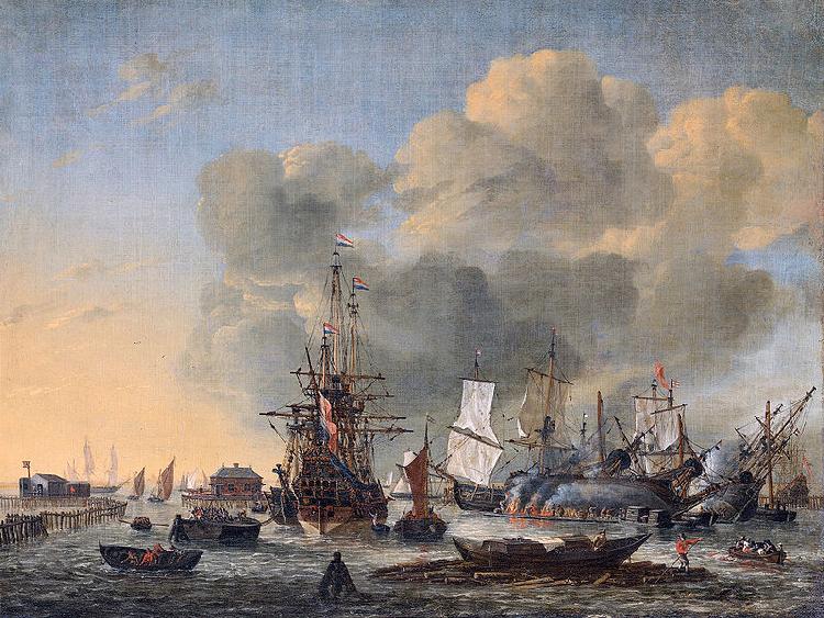 Reinier Nooms Caulking ships at the Bothuisje on the Y at Amsterdam oil painting picture